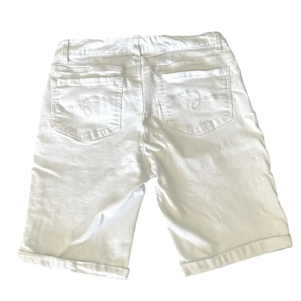 2/$15! Justice White Bermuda Jean Shorts Rolled Cuff Girls Plus Size 18